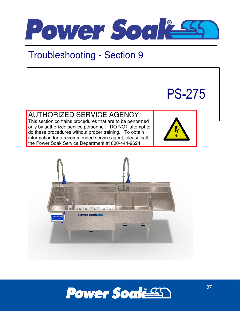 Ps-275, Authorized service agency | Power Soak 37179 PS-275 Service Manual User Manual | Page 43 / 60