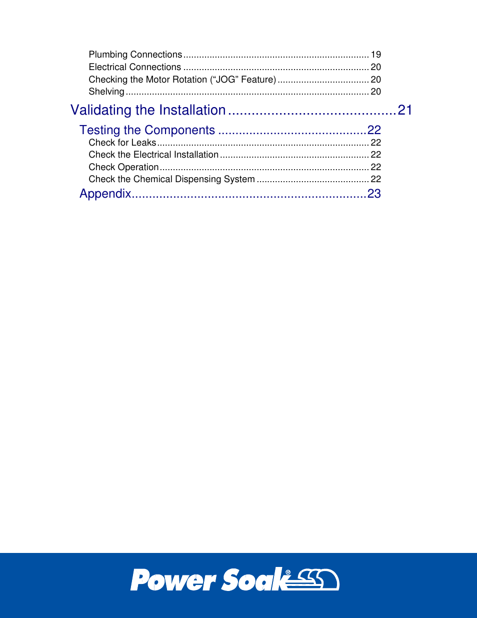 Validating the installation, Testing the components, Appendix | Power Soak 29222 INSTRUCTIONS INSTALLATION PS-200 User Manual | Page 4 / 28
