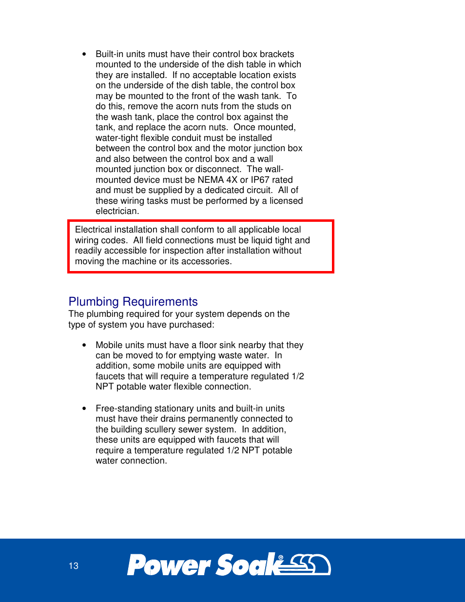 Plumbing requirements | Power Soak 33638 SILVERWARE WASHER OWNER'S MANUAL User Manual | Page 13 / 32