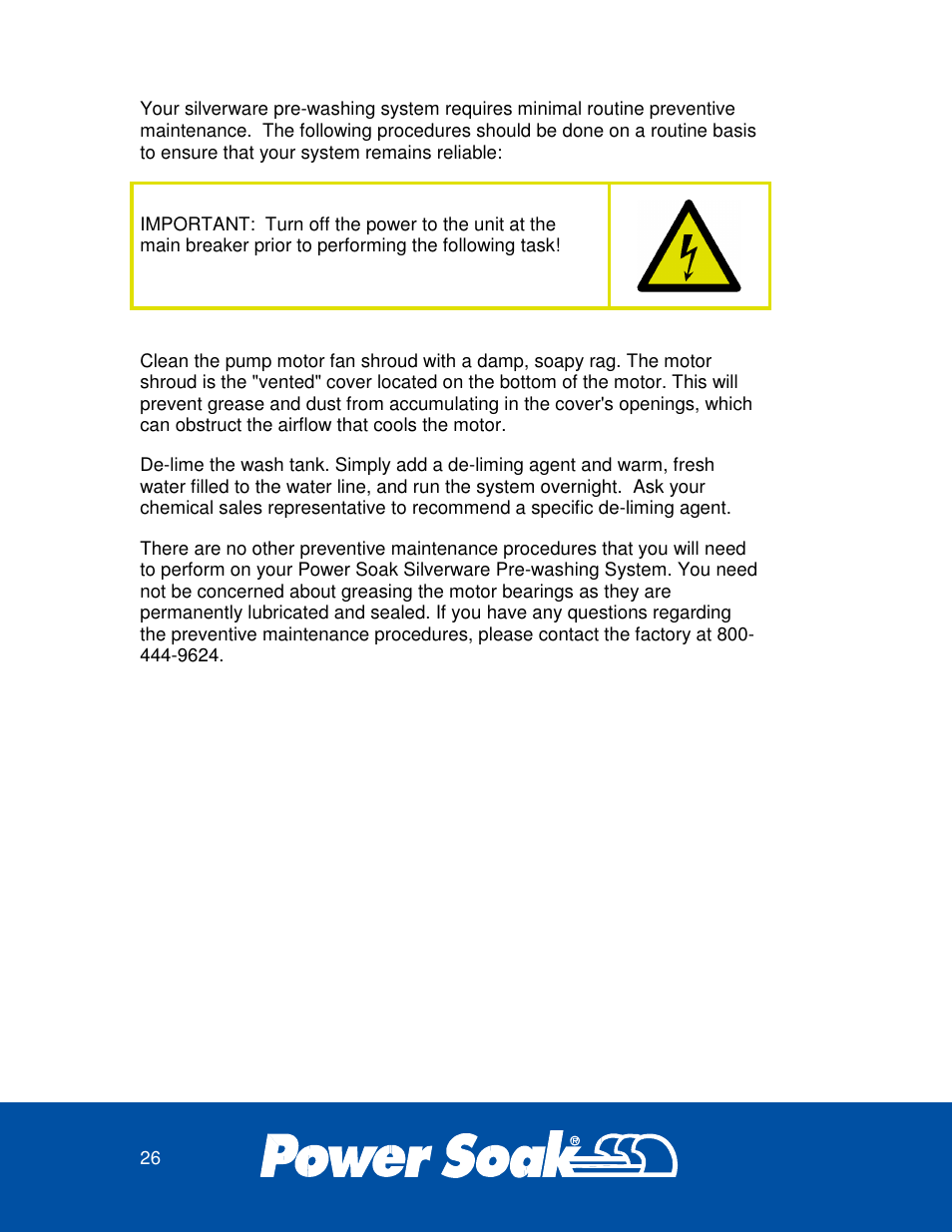 Power Soak 33638 SILVERWARE WASHER OWNER'S MANUAL User Manual | Page 26 / 32