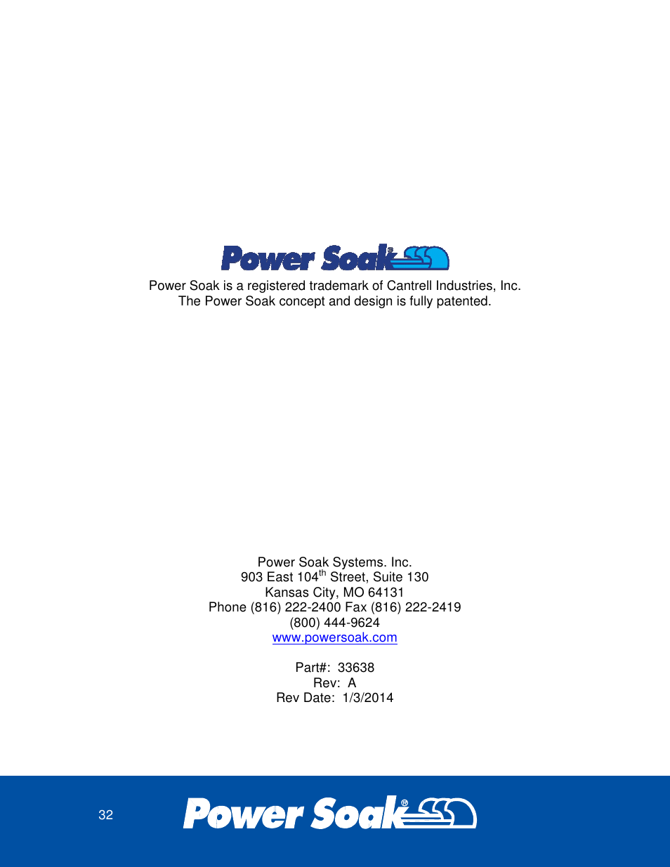 Power Soak 33638 SILVERWARE WASHER OWNER'S MANUAL User Manual | Page 32 / 32