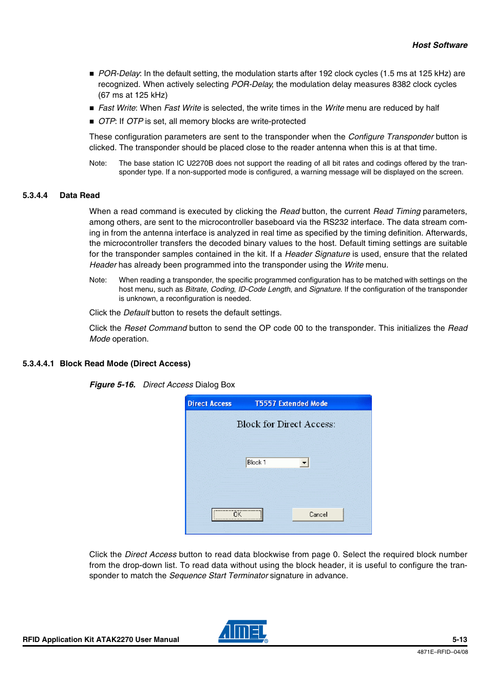 4 data read, 1 block read mode (direct access) | Atmel ATAK2270 User Manual | Page 26 / 39