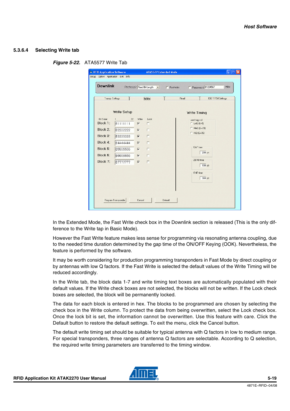 4 selecting write tab | Atmel ATAK2270 User Manual | Page 32 / 39