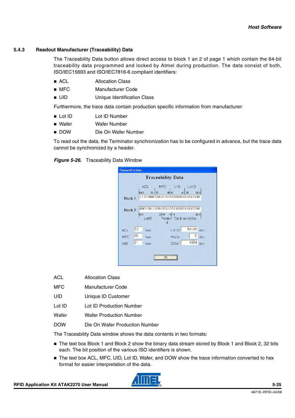 3 readout manufacturer (traceability) data, Readout manufacturer (traceability) data -25 | Atmel ATAK2270 User Manual | Page 38 / 39