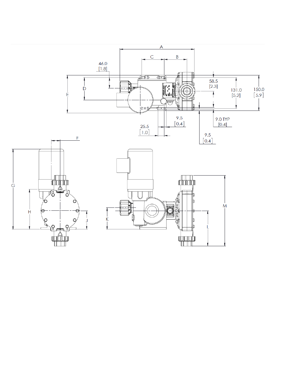 Dimensional drawing, Imensional, Rawing | Pulsafeeder Pulsa GLM DM1-6 User Manual | Page 24 / 30