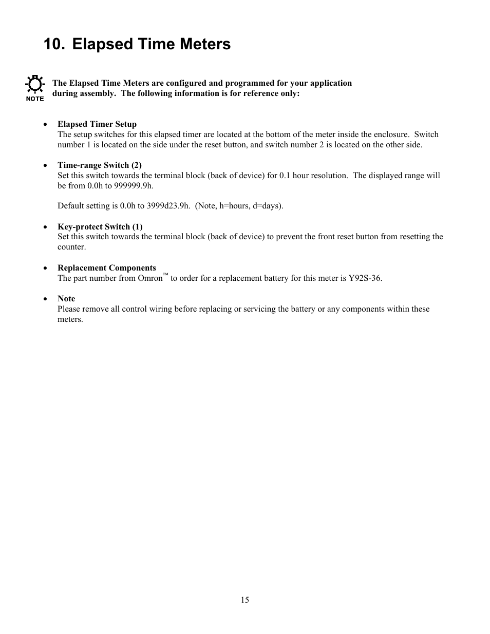 Elapsed time meters, Lapsed, Eters | Pulsafeeder Pulsa Series Cruise Control User Manual | Page 19 / 24