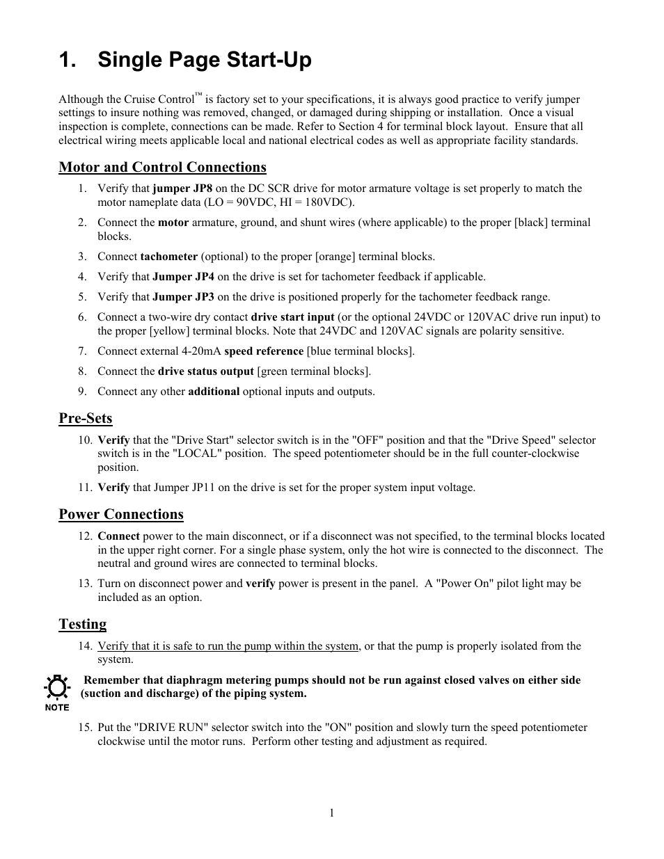 Ingle, Tart, Single page start-up | Pulsafeeder Pulsa Series Cruise Control User Manual | Page 5 / 24