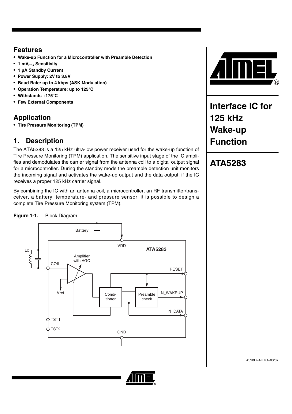 Atmel ATA5283 User Manual | 14 pages