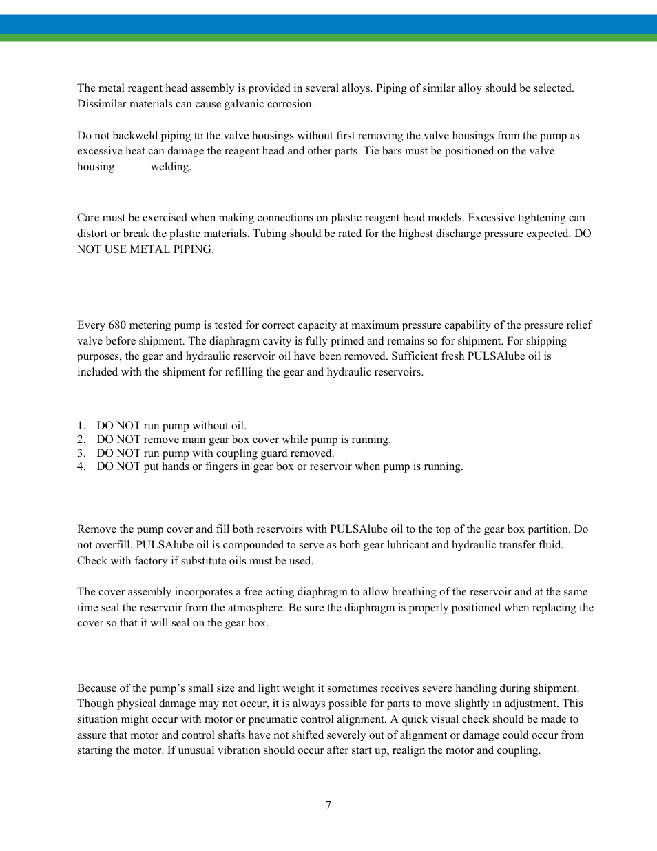Start-up inspection | Pulsafeeder Pulsa Series 680 EN User Manual | Page 10 / 26