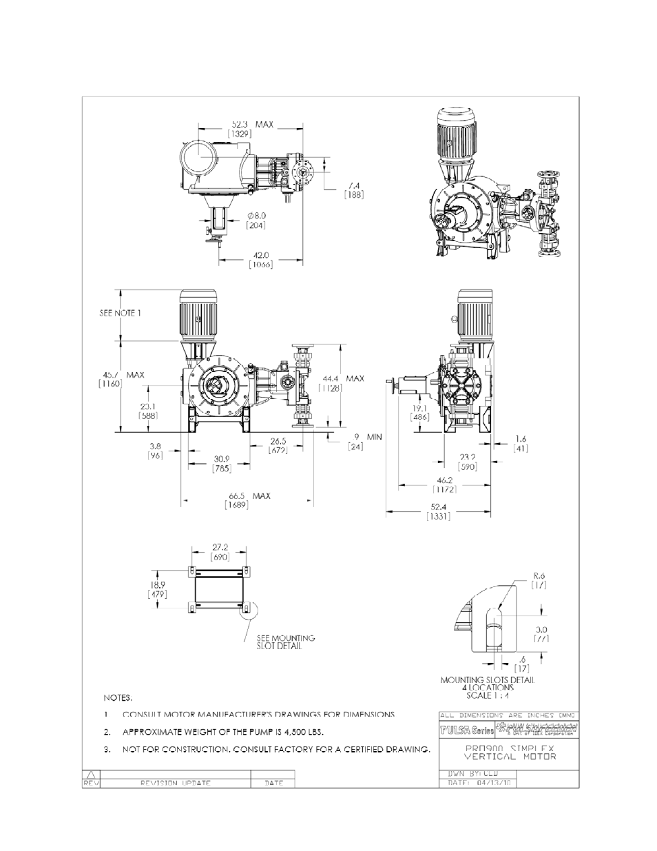 Appendix iv dimensional drawings | Pulsafeeder PulsaPro 900 EN User Manual | Page 61 / 71