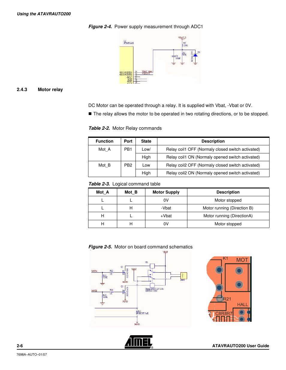 3 motor relay | Atmel 7698AAUTO01/07 User Manual | Page 8 / 21