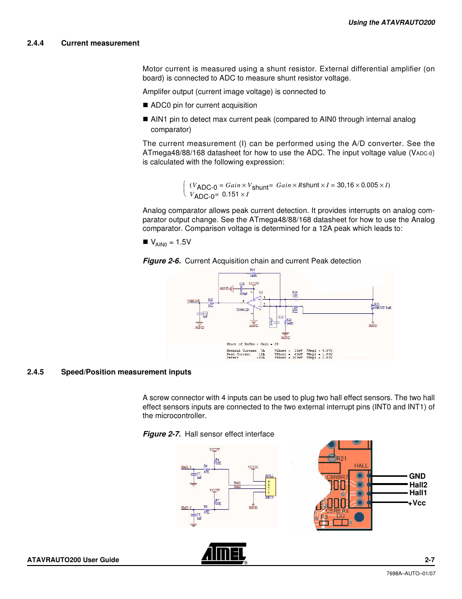 4 current measurement, 5 speed/position measurement inputs | Atmel 7698AAUTO01/07 User Manual | Page 9 / 21