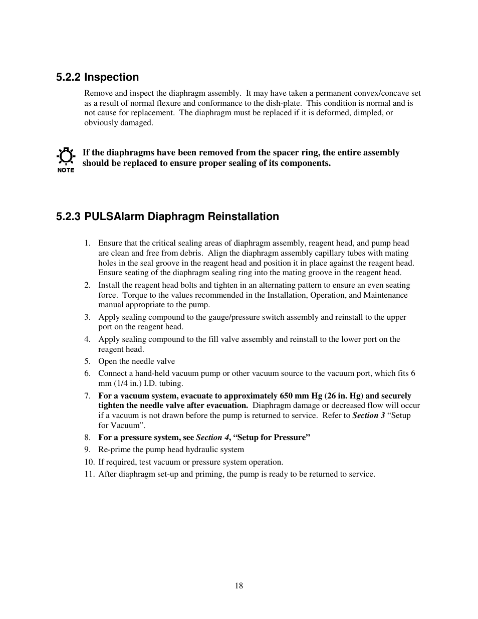 2 inspection, 3 pulsalarm diaphragm reinstallation | Pulsafeeder PULSAlarm User Manual | Page 18 / 24