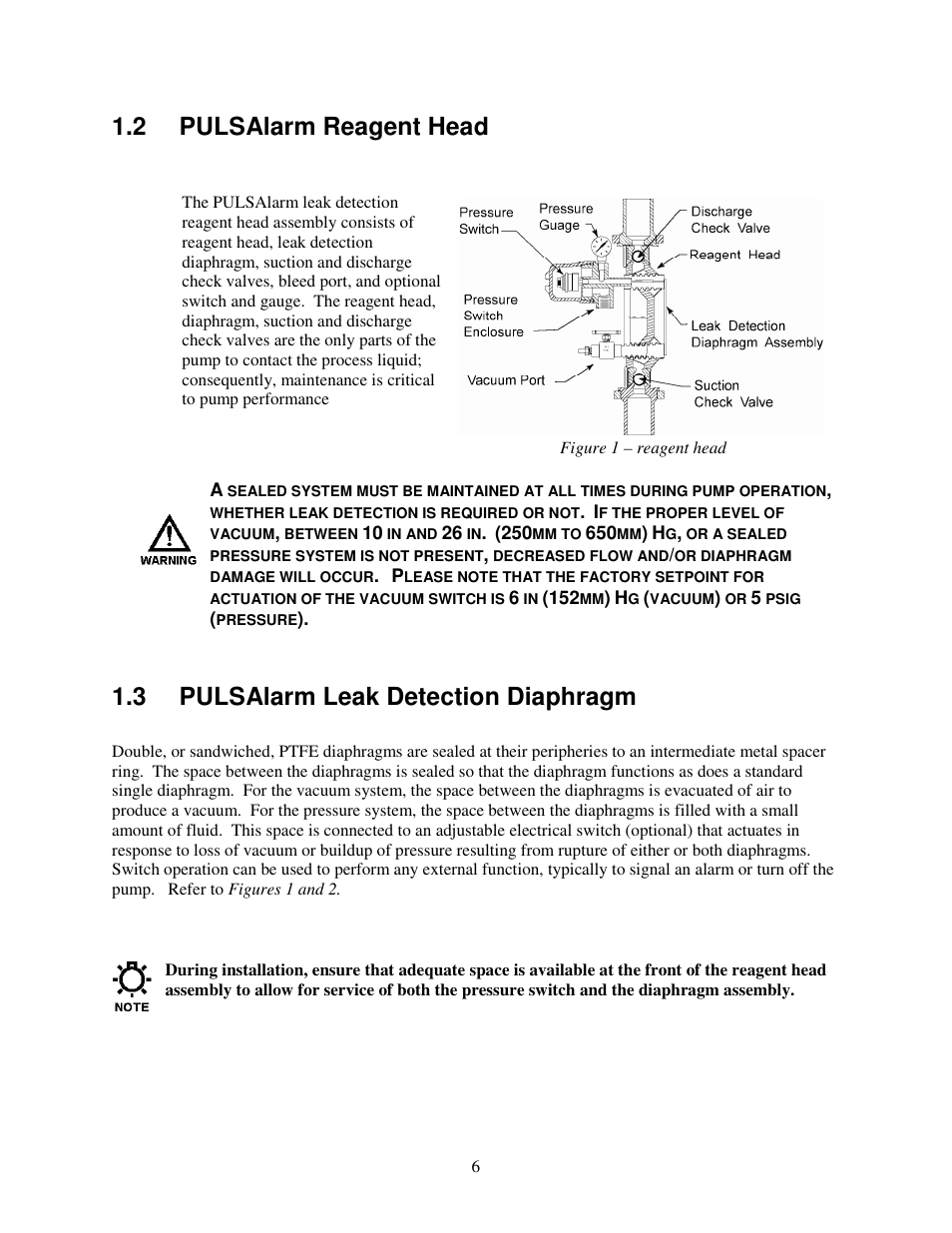 2 pulsalarm reagent head, 3 pulsalarm leak detection diaphragm | Pulsafeeder PULSAlarm User Manual | Page 6 / 24