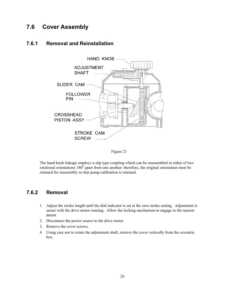 Cover assembly, Removal and reinstallation, Removal | 6 cover assembly | Pulsafeeder Pulsar Shadow User Manual | Page 32 / 48