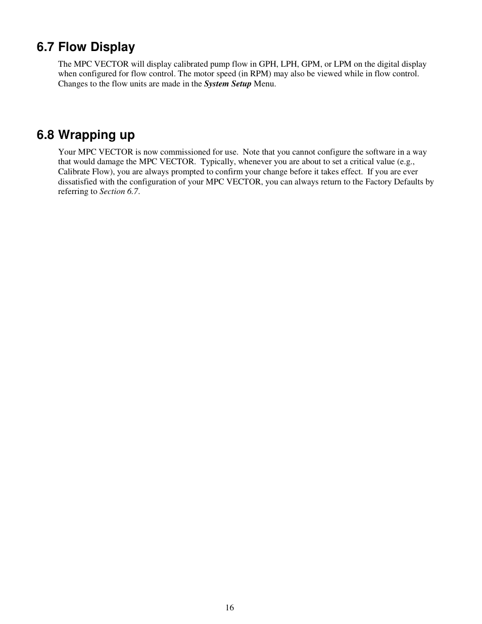 7 flow display, 8 wrapping up | Pulsafeeder MPC Vector User Manual | Page 22 / 70