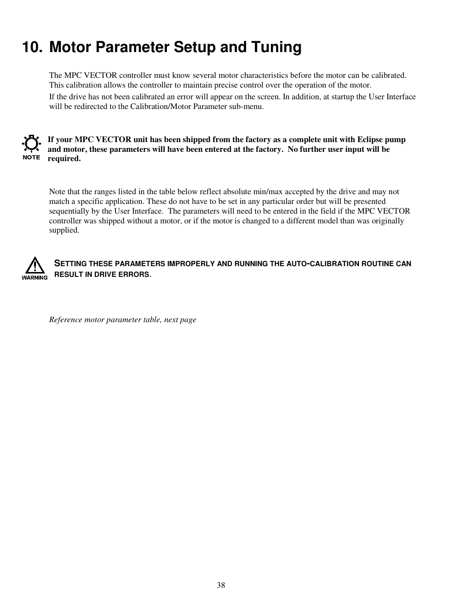 Motor parameter setup and tuning | Pulsafeeder MPC Vector User Manual | Page 44 / 70