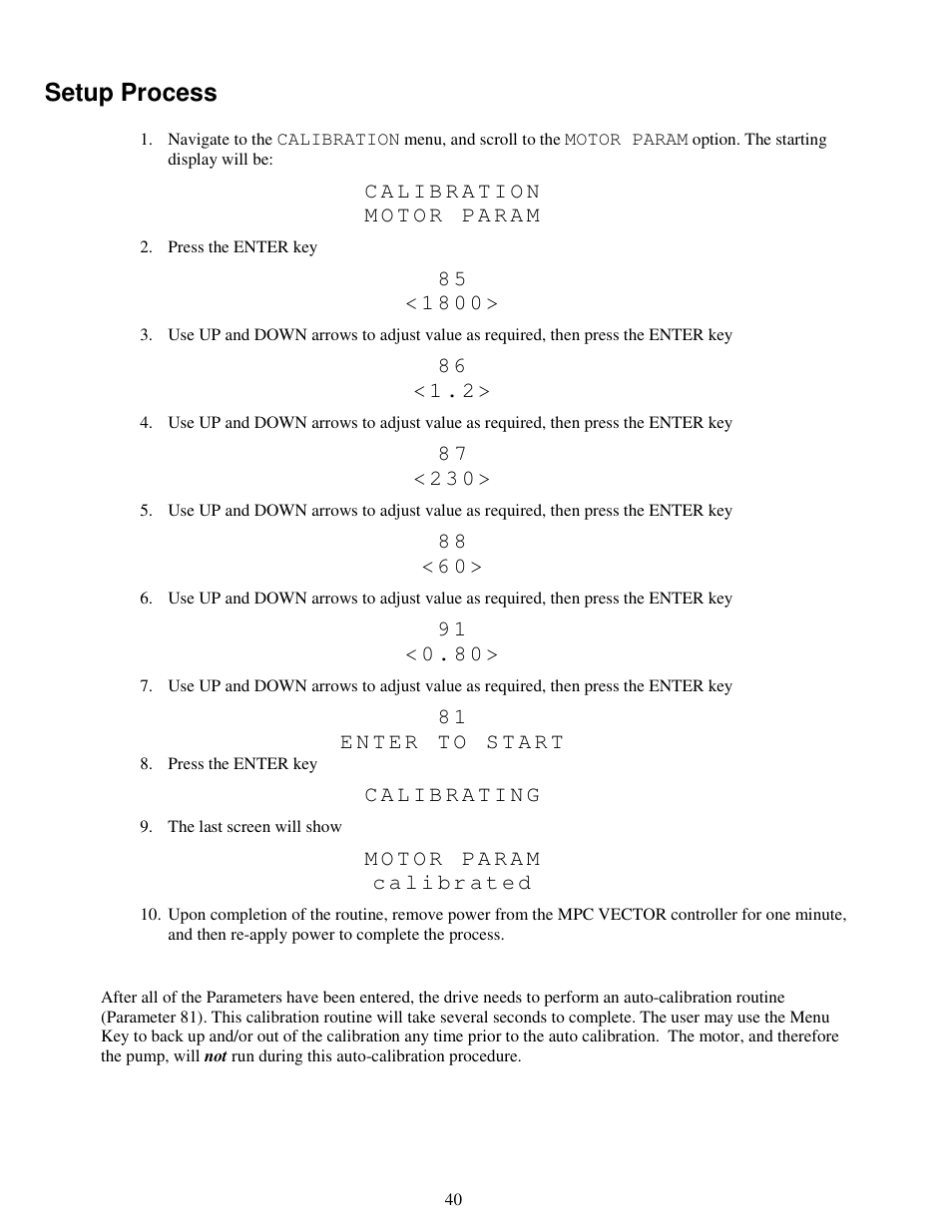 Setup process | Pulsafeeder MPC Vector User Manual | Page 46 / 70