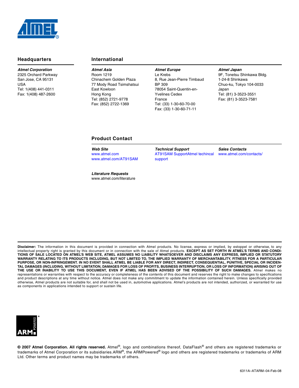 Atmel Evaluation Board AT91SAM9XE-EK User Manual | Page 34 / 34