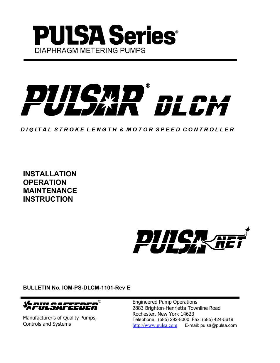 Pulsafeeder Pulsar DLCM User Manual | 135 pages