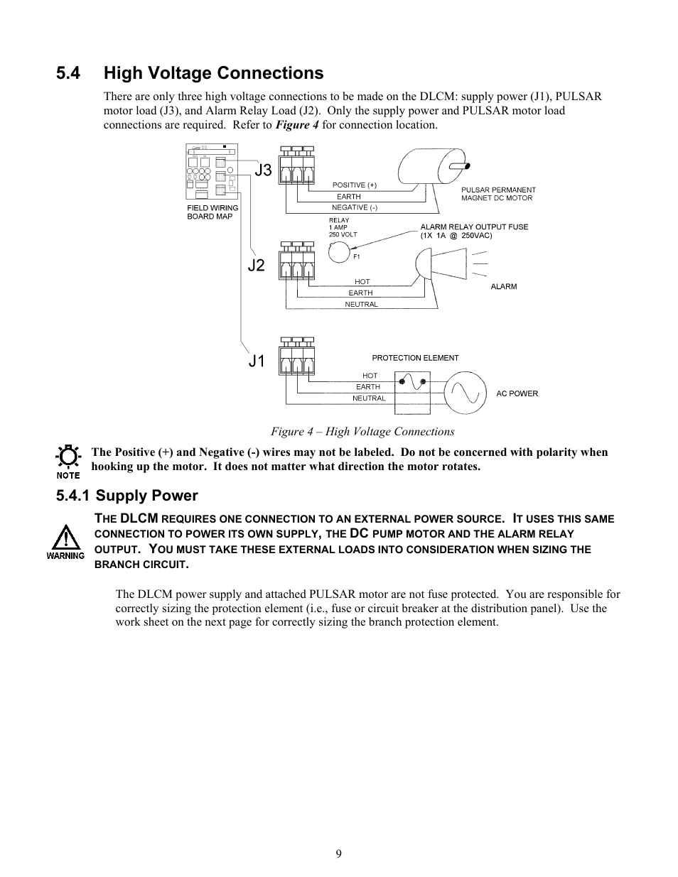 High voltage connections, Supply power, 4 high voltage connections | 1 supply power | Pulsafeeder Pulsar DLCM User Manual | Page 15 / 135