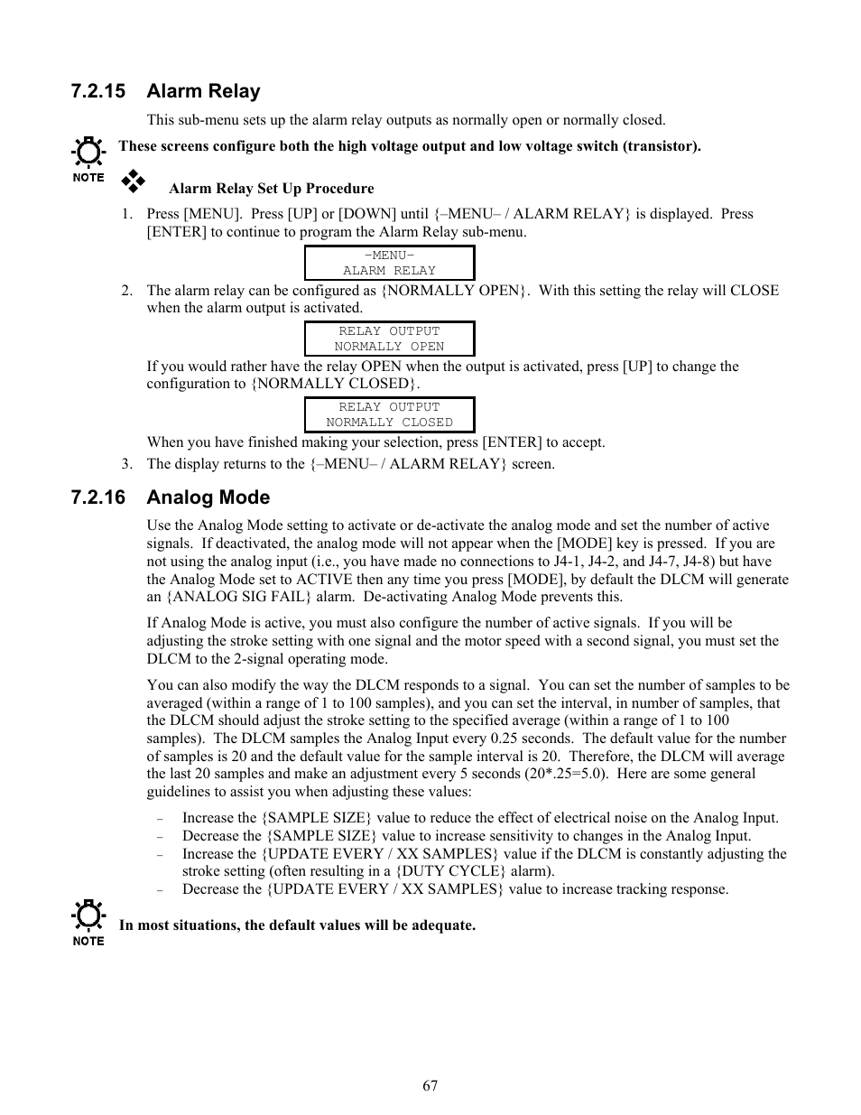 Setting the one – signal mode, Setting the 2 – signal mode, 15 alarm relay | 16 analog mode | Pulsafeeder Pulsar DLCM User Manual | Page 73 / 135