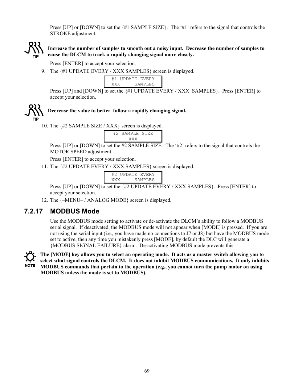 Stroke & speed / 1 – signal} setup, 17 modbus mode | Pulsafeeder Pulsar DLCM User Manual | Page 75 / 135