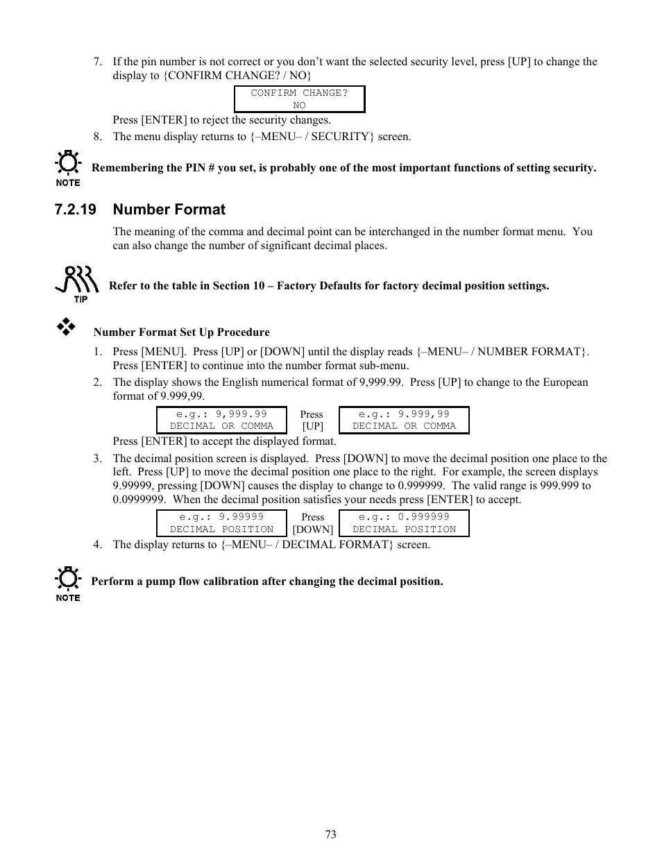 Contrast adjust, Serial communications, 19 number format | Pulsafeeder Pulsar DLCM User Manual | Page 79 / 135