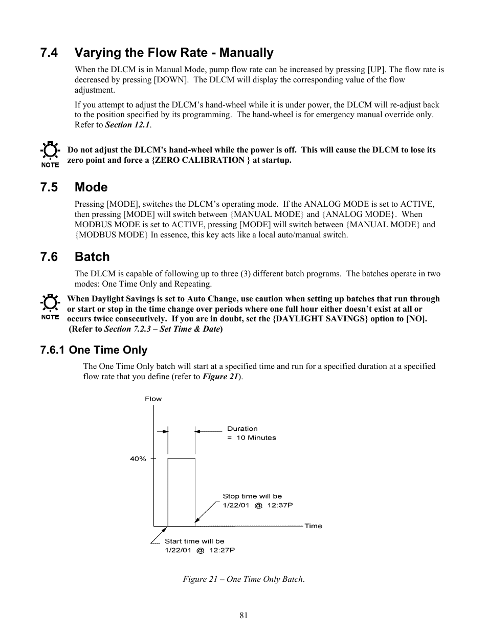 Repeating, Overlapped, 4 varying the flow rate - manually | 5 mode, 6 batch | Pulsafeeder Pulsar DLCM User Manual | Page 87 / 135