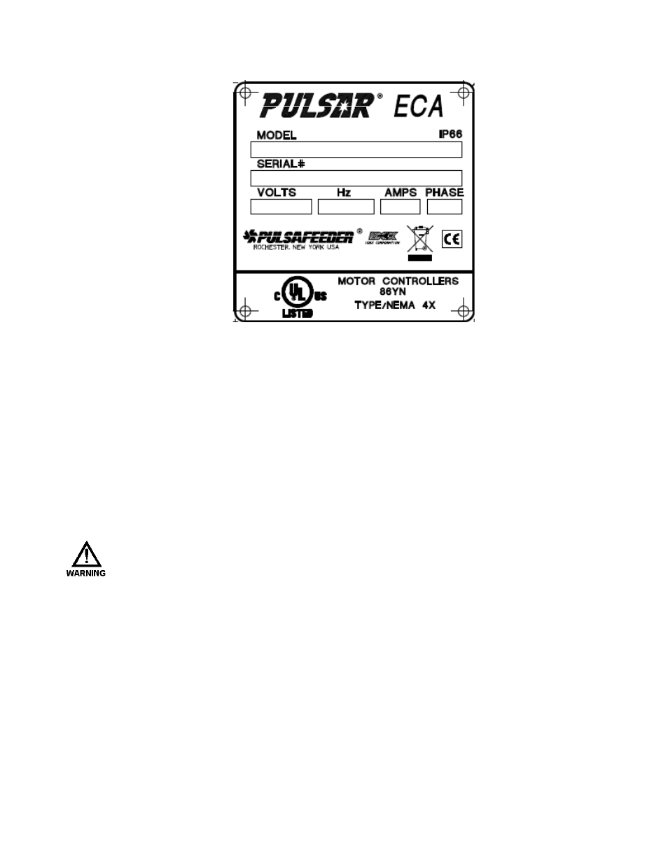 7 labeling – nameplate, 8 control input and output connections, 1 motor status input | 2 analog input (current loop) | Pulsafeeder Pulsar ECA NEMA4X User Manual | Page 21 / 38