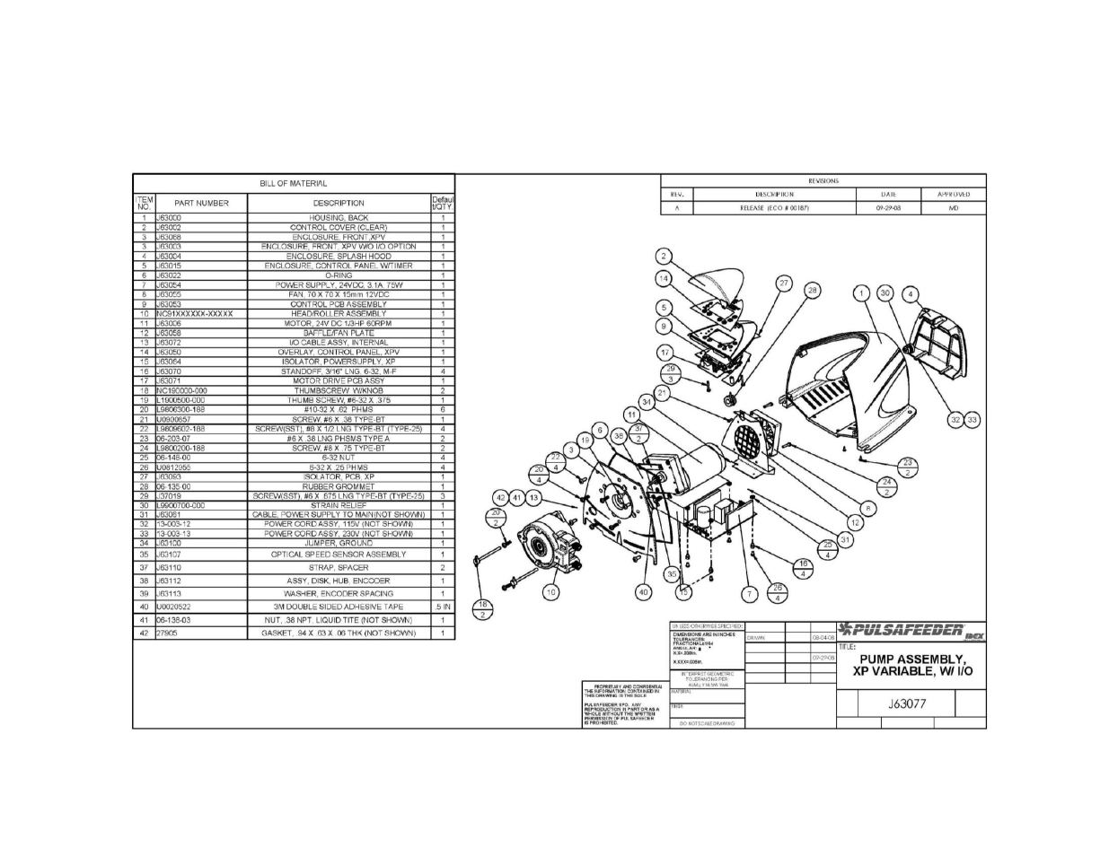 Appendix i, Pump assembly, Ii. pump head and tube assemblies | Pulsafeeder Chem-Tech Series XPV EN User Manual | Page 16 / 19