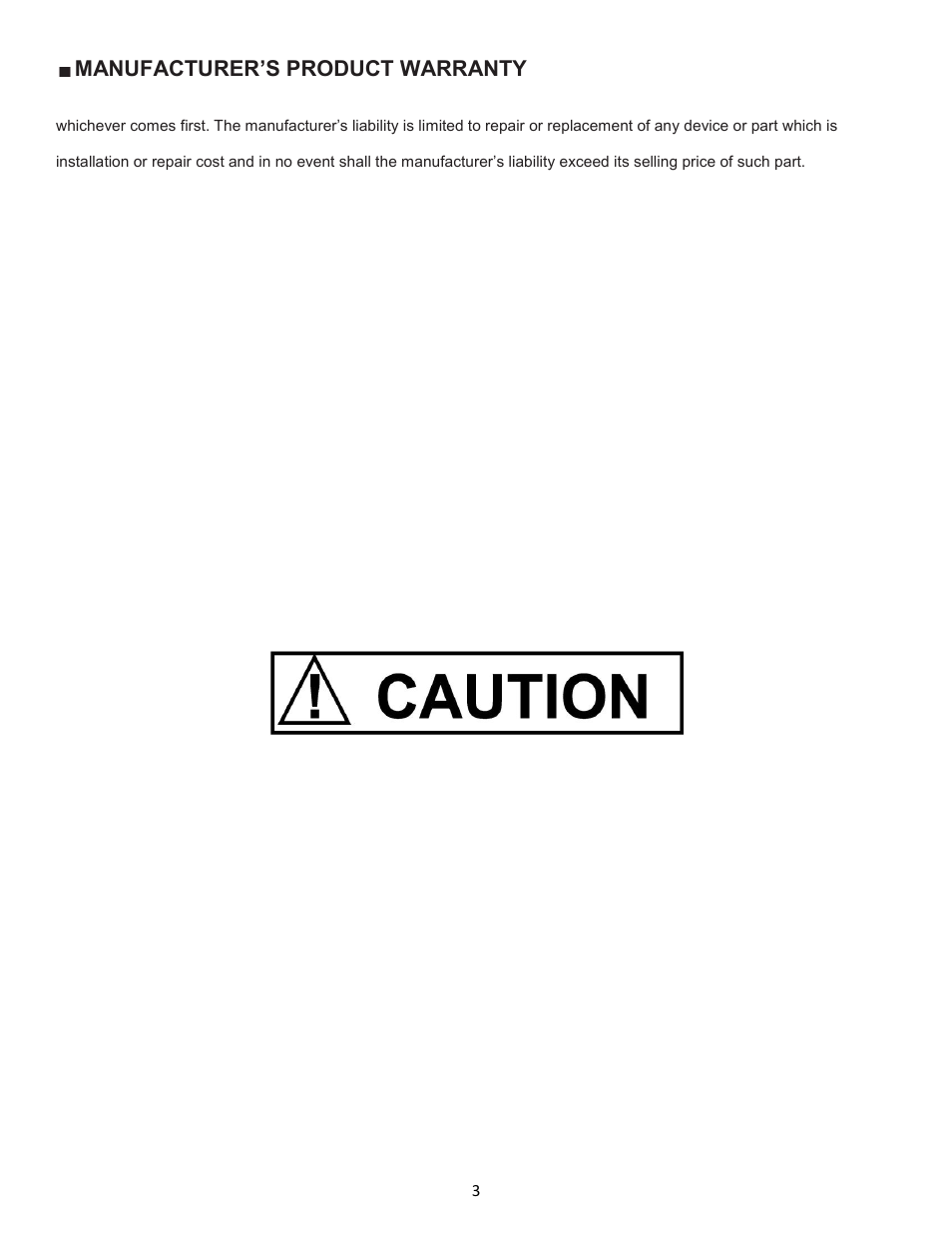 Manufacturer’s product warranty, Precautions for operation | Pulsafeeder Chem-Tech Series 100-150 User Manual | Page 3 / 12