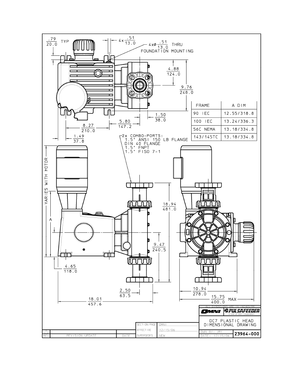 Dimensional drawing | Pulsafeeder OMNI Series DC7 User Manual | Page 30 / 34
