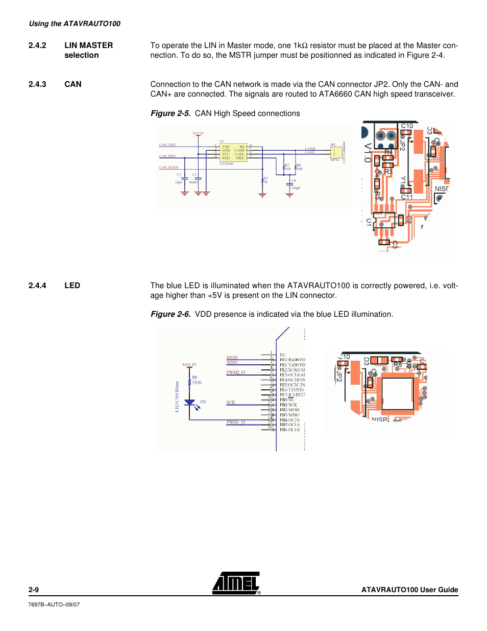2 lin master selection, 3 can, 4 led | Atmel ATAVRAUTO100 User Manual | Page 8 / 19