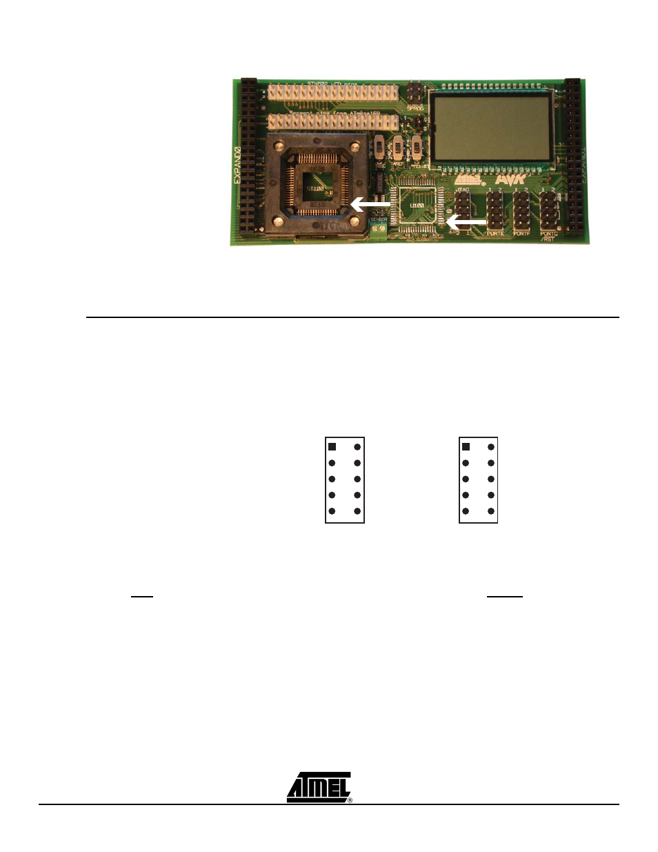 2 port connectors, 1 port e/port f, 2 port g/rst | Port connectors -2, Port e/port f -2, Port g/rst -2 | Atmel STK502 User Manual | Page 8 / 33