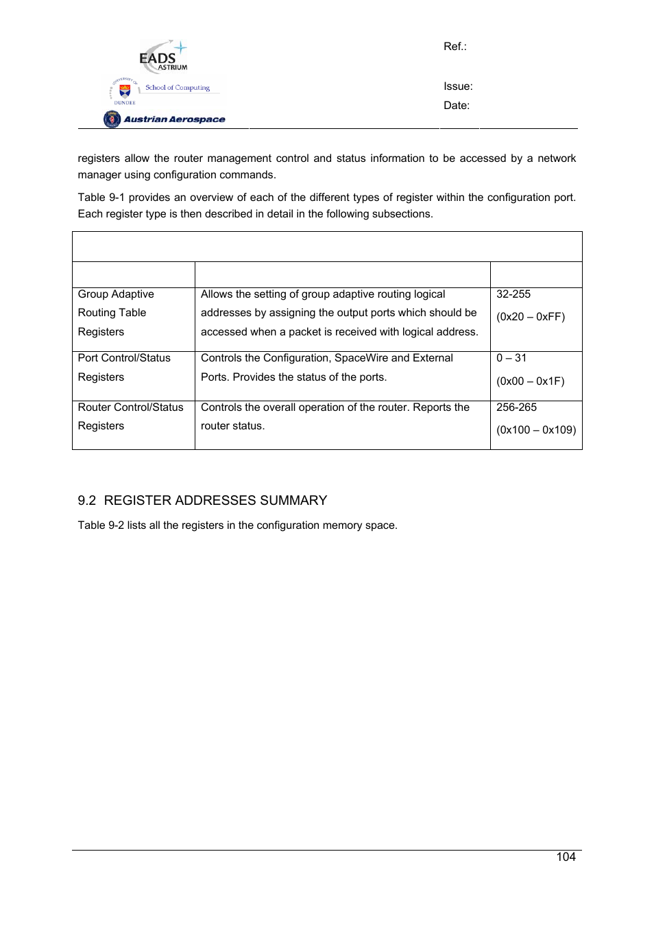 Spw-10x spacewire router | Atmel SpaceWire Router SpW-10X User Manual | Page 104 / 155