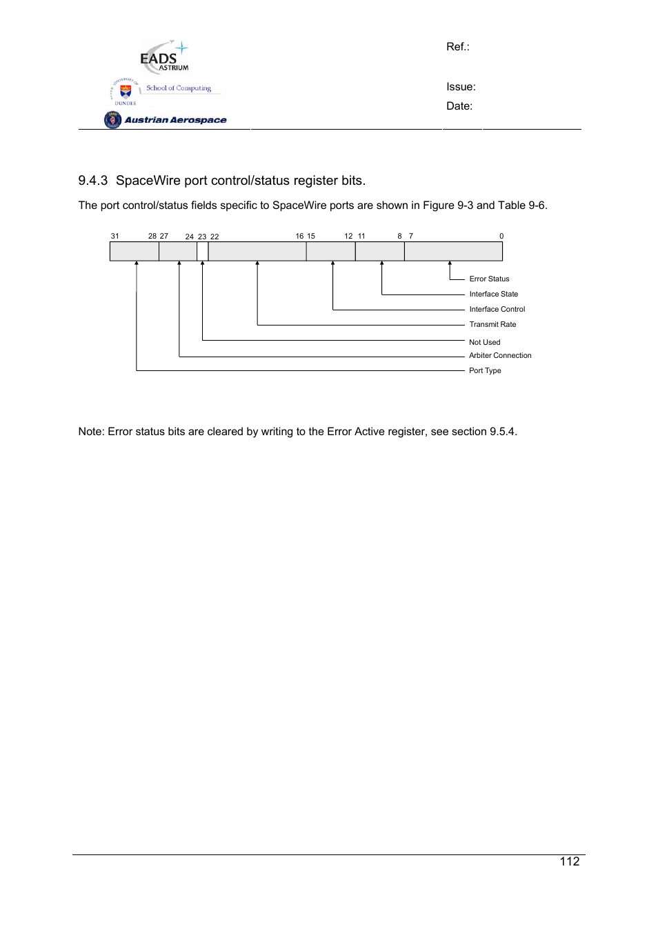 Spw-10x spacewire router, User manual, Preliminary | 3 spacewire port control/status register bits | Atmel SpaceWire Router SpW-10X User Manual | Page 112 / 155