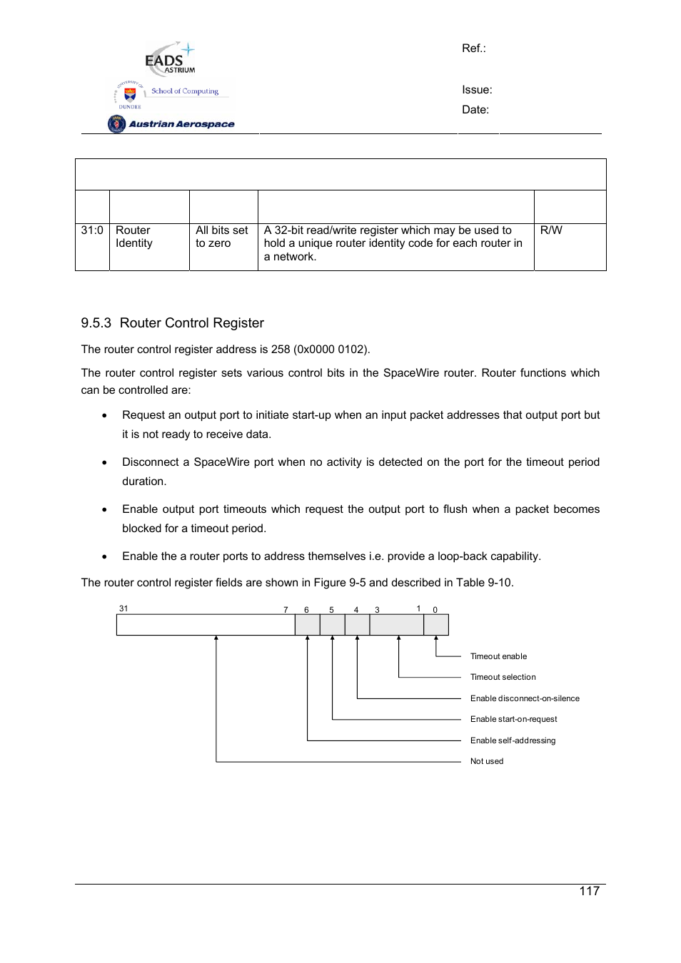 Spw-10x spacewire router, User manual, Preliminary | 3 router control register | Atmel SpaceWire Router SpW-10X User Manual | Page 117 / 155
