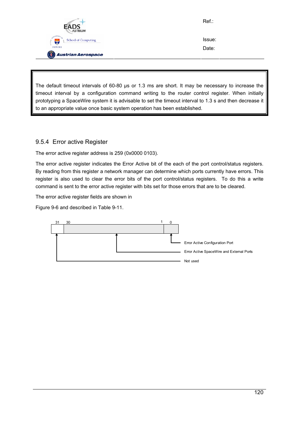 Spw-10x spacewire router, User manual, Preliminary | 4 error active register | Atmel SpaceWire Router SpW-10X User Manual | Page 120 / 155