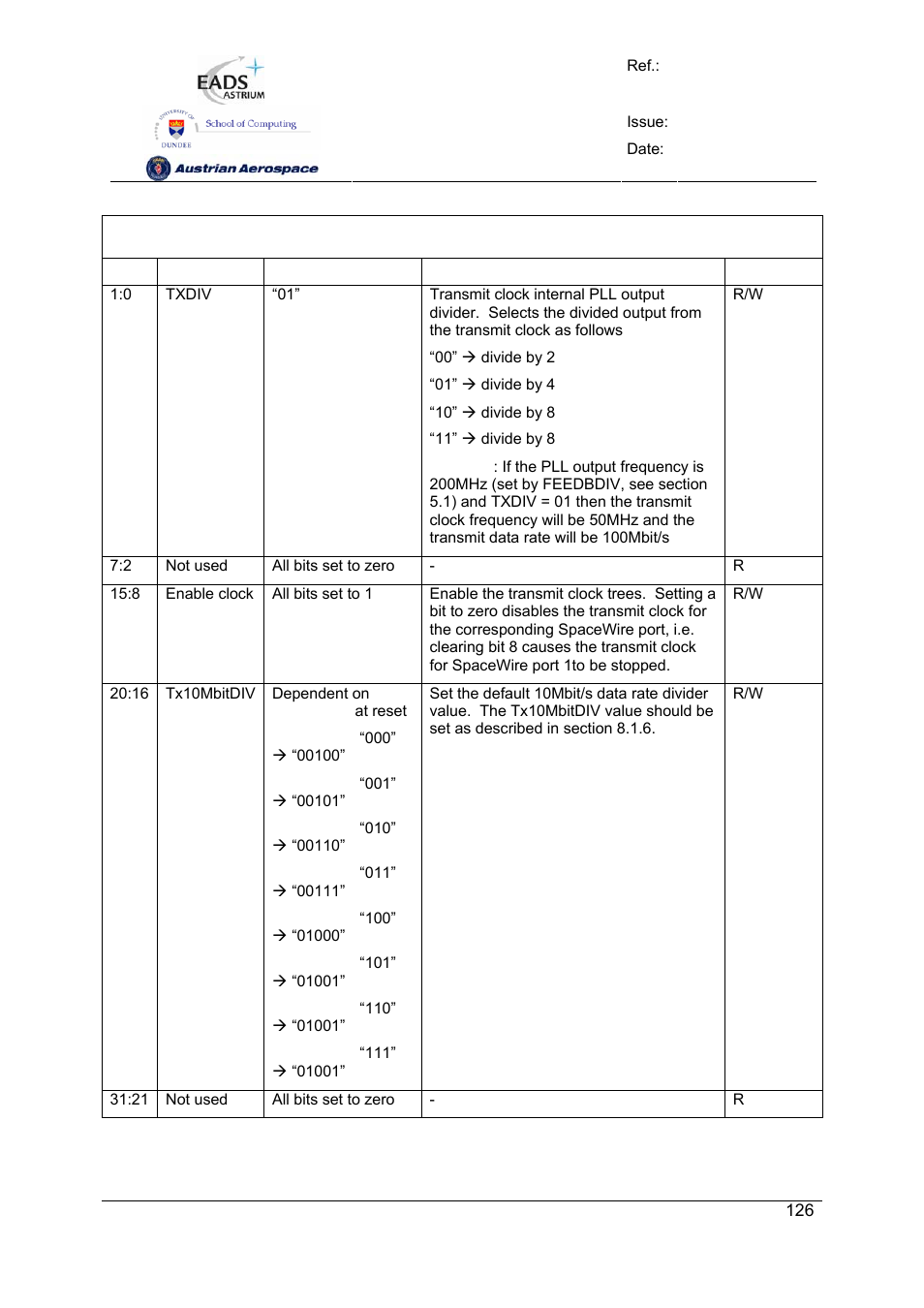 Spw-10x spacewire router | Atmel SpaceWire Router SpW-10X User Manual | Page 126 / 155