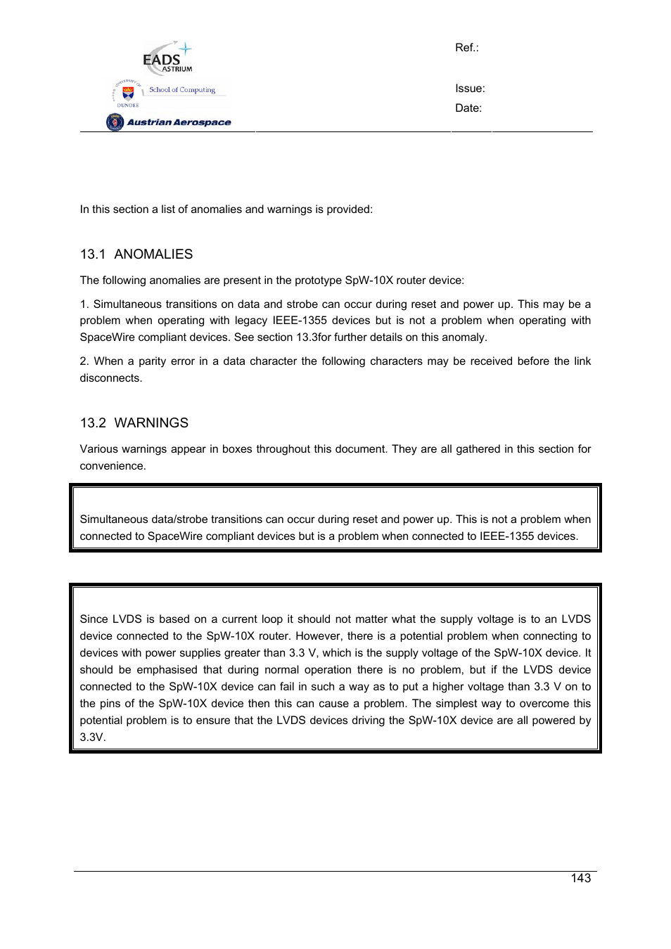 Spw-10x spacewire router | Atmel SpaceWire Router SpW-10X User Manual | Page 143 / 155