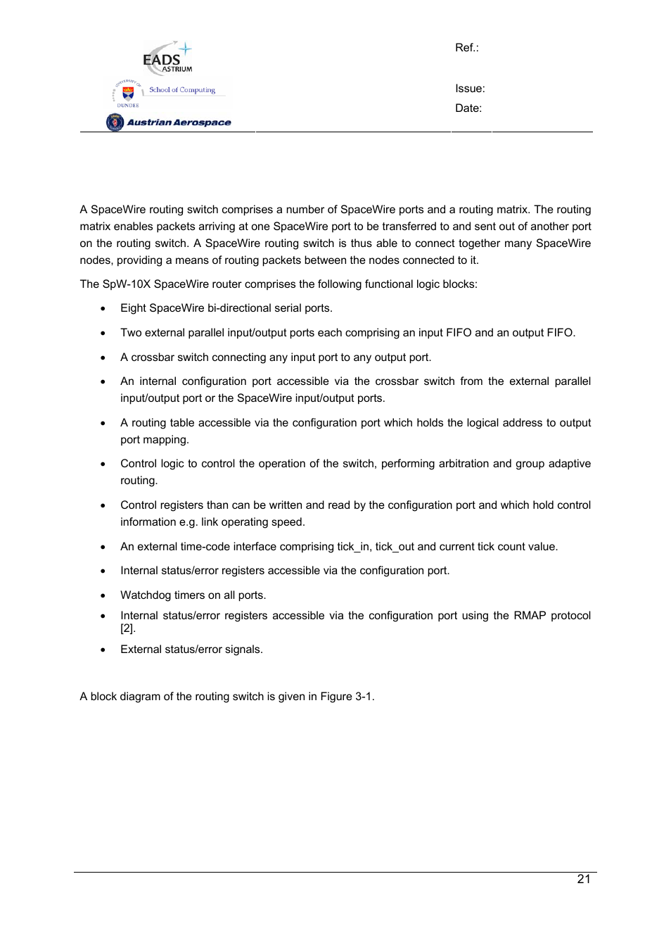 Spw-10x spacewire router | Atmel SpaceWire Router SpW-10X User Manual | Page 21 / 155
