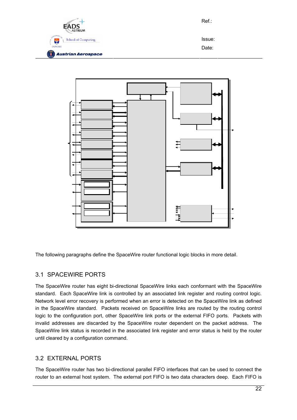 Spw-10x spacewire router, User manual, Preliminary | 1 spacewire ports, 2 external ports | Atmel SpaceWire Router SpW-10X User Manual | Page 22 / 155