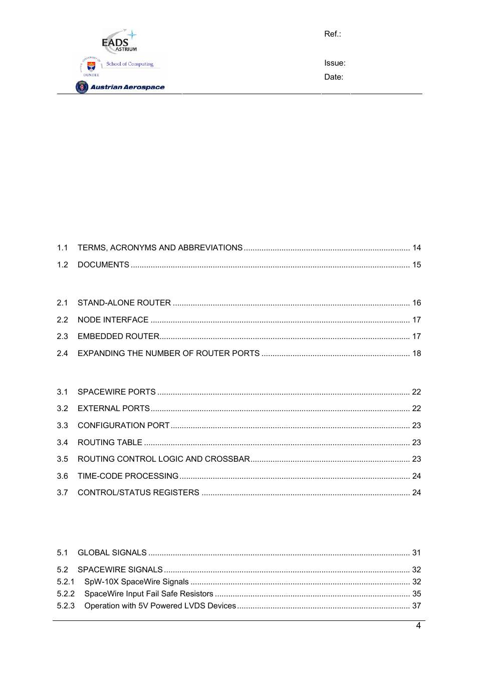 Atmel SpaceWire Router SpW-10X User Manual | Page 4 / 155