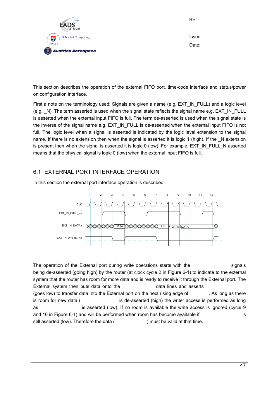Spw-10x spacewire router, User manual, Preliminary | Interface operations, 1 external port interface operation | Atmel SpaceWire Router SpW-10X User Manual | Page 47 / 155