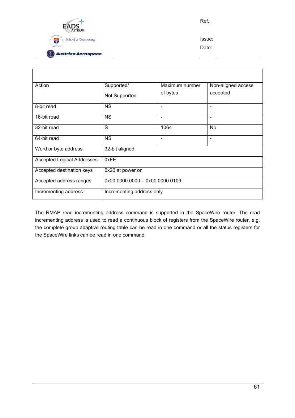 Spw-10x spacewire router | Atmel SpaceWire Router SpW-10X User Manual | Page 61 / 155