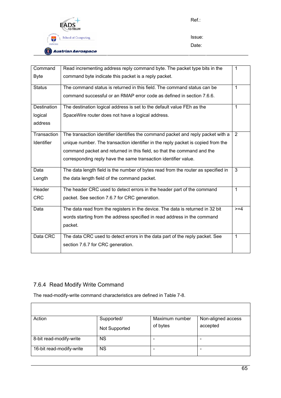 Spw-10x spacewire router | Atmel SpaceWire Router SpW-10X User Manual | Page 65 / 155