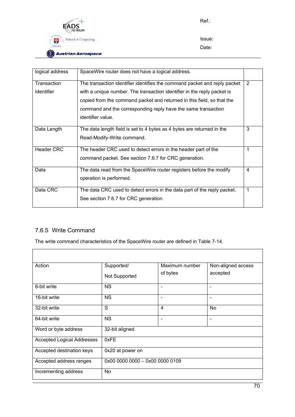 Spw-10x spacewire router | Atmel SpaceWire Router SpW-10X User Manual | Page 70 / 155