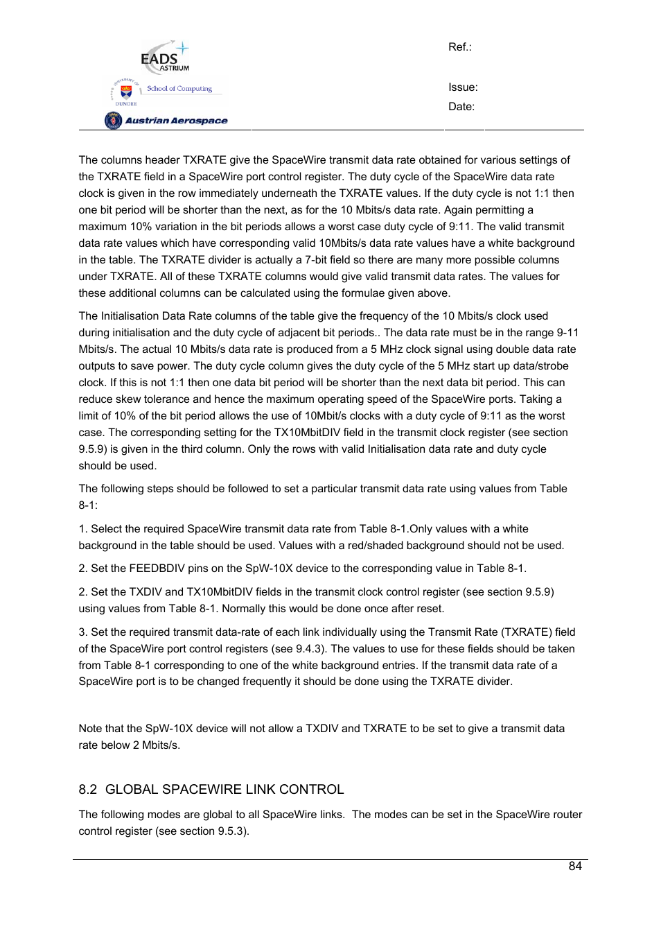 Spw-10x spacewire router | Atmel SpaceWire Router SpW-10X User Manual | Page 84 / 155