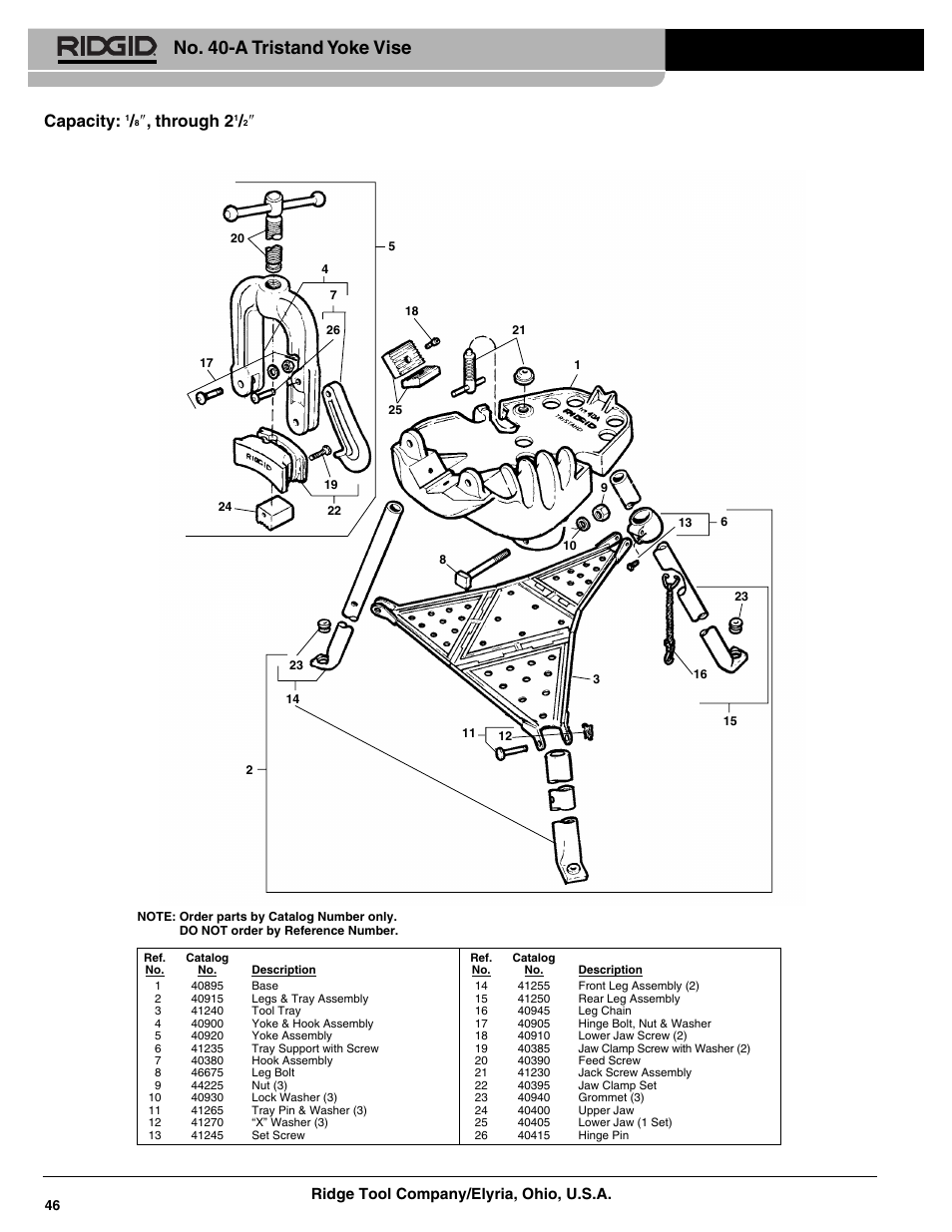 RIDGID 40A Tristand with Yoke Vice User Manual | 1 page